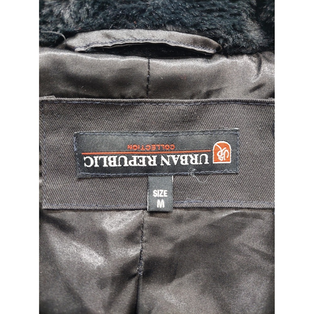 Urban Republic Collection Women Faux Fur Jacket M Black Full Zip Cozy Outdoor - Picture 10 of 15